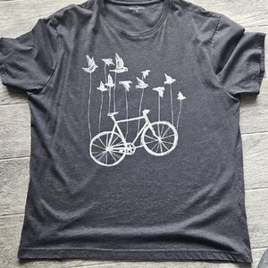 Banana Republic Charcoal Tee with Bicycle and Birds Design